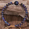 Fehame di alta qualità lapis naturale lazuli blu tigre perline di pietra oculare bracciali per donne uomini allungare la coppia di braccialetti rotondi regalo 6995071