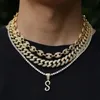 Hombres A-Z Cursiva Letras iniciales Nombre Colgante Collar Iced Out Cubic Zircon 26 Alfabeto Encanto Hip Hop Twist Cadena Collar Declaración Joyería