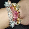 Rhinestone Butterfly Ankle Bracelet Cuban Link Chain Anklets for Women Wide Foot Bracelets Beach Jewelry hh88