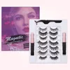 Ny Arvial Magnetic False Eyewashes 7 Pare Set med magnet Vätska Eyeliner + Lashes Tweezer handgjorda tjocka naturliga långa falska ögonfransar