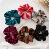 2020 Ny färgglada sammet scrunchies solid hårring slipsar för flickor hästsvanshållare gummiband guld hårband hår tillbehör