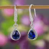 Elegant Blue Water Drop Shape Dangle Earring for Women Evening Party Delicate Wedding Anniversary Gift for Lover Earrings