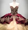 Superbe broderie bordeaux robe de bal robes de Quinceanera chérie à lacets dos gonflé vestidos de 15 anos robes de soirée