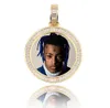 14K Or Personnalisé Mémoire Photo Photo Pendentif Glacé avec 18 "20" 24 " Corde Chaîne Collier Zircon Bling Hommes Hip Hop Rock Bijoux