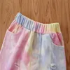 Fashion Toddler Girl Tie Dye Trouser Bell-bottom Christmas Kid Leopard Hole Ruffle Leggings Children's Denim Pants Legs Cloth 6T