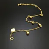 Trendy 24k gold plated Anklets for women Fascinating Rhythm small bell foot jewelry barefoot sandals chain267B