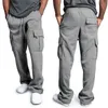 Aqueça Calças de Inverno Men Moda grossas Grey calças cargo velo multi Pockets Sweatpants Masculino Causal Tactical Homme Streetwear