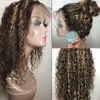 13x6 perruque bouclée Honey Blonde Ombre Highlight Lace Front Perruques de cheveux humains Full 360 Lace Frontal Wig PU Silk Base Fermeture 180% Remy