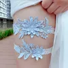 Koronki Blue Bridal Garters Set Sexy Podwiązki Pas Elastyczne Pierścień Udówek Nogi Akcesoria Ślubne 2020 Ślub Keepsake Pończonka Ivory Wedding Jelenia