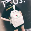 새로운 캔버스 장미 꽃 자수 학생 십대 소녀 학교 여행 가방 블랙 배낭 mochila feminina