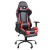 Alta back cadeira giratória cadeira de jogo cadeira de escritório com apoio de pés preto vermelho