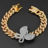 Iced Out Diamond Women Body Chain Jewelry Zircon Cuban Link Anklet Gold Silver Pink Butterfly Anklets Bracelets9740456