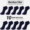 10 pares de calcetines de fibra de bambú para hombre, calcetines tobilleros cortos de negocios negros para hombre, calcetines transpirables de verano para hombre, zapatos de vestir, ropa talla 38-43