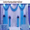 Neuankömmling 3m*6m (10ftX20ft) Hochzeitshintergrund Swag Party Vorhang Feier Bühne Performance Hintergrund drapieren mit Perlen Pailletten Rand