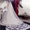 Voile De mariage en dentelle 3M, avec des Appliques simples et élégantes, en Tulle, bord blanc et Beige, accessoires De mariage, Veu De No