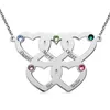 Heiße personalisierte Familien-Halskette aus 925er Silber, individuell gravierte Namens-Halskette mit ineinander verschlungenen Herzen, Geburtsstein-Anhänger-Halsketten