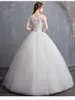 Skräddarsydd Pearl Wedding Dress 2020 Ny ankomstapplikationer Broderi Lace Short Sleep Bead Princess Gown Vestidos de Novia