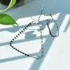 Londany Black Rhinestone Chain Tassel Kort Halsband Armband Set Kvinnor Metallstygn Kall Vindhalsband1