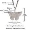 New Fashion Animal 18K White Gold CZ Cubic Zirconia Bling Hip Hop Jewelry Gifts for Women Men Iced Out Big Butterfly Pendant Necklace Bijoux