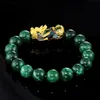 8 12mm Pietra di ossidiana Perline Bracciale Chakra Feng Shui Buona fortuna verde Ricchezza Bracciale donna in oro Pixiu Charms Bracciale Uni K1G23199