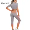 Bezproblemowy 2 -częściowy aktywny trening strojów jogi dla kobiet legginsy sportowe gym fitness