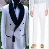 Men039s Suits Blazers Brand Groomsmen Shawl Velvet Lapel Groom Tuxedos White and Black Men Wedding Man Jacket Pants Tie 2799973