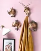 Cabeça de animal criativa ganchos decorativos sem buraco marca atrás da porta banheiro casaco gancho parede decoração