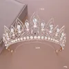 Klipsy do włosów Barrettes Bridal Crown Crystal Akcesoria ślubne Tiara Noble Gold Rhinestone Heakdress1