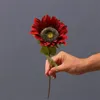 Falso girasole a stelo singolo 17,72 "lunghezza simulazione pittura a olio fiore del sole per fiori artificiali decorativi per la casa di nozze