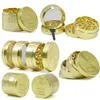 The World Over Gold Herb Grinder 40mm 50mm Diamètre Élégant 4 Pièces Broyeurs À Herbes En Alliage De Zinc Broyeur À Tabac Sec Accessoires Pour Fumer