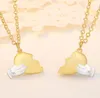 Latest Design Brass Palm Broken Heart Pendant Necklace for Couples Men 63cm Women 54cm Sold by Half