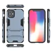 Hybrid Kickstand Anti Shock Defender Armor Case TPU + PC Cover för iPhone 12 5.4 6.1 6.7 11 Pro Max 6 7 8 Plus XR XS Max 50PCS /