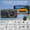 車 Dvr 4.0 インチダッシュカムリアビューカメラ付きフル HD 1080P デュアルレンズビデオレコーダー自動登録車両ダッシュカム