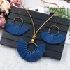 Retro Tassel Örhängen Halsband Set Handgjorda Multi Colors Böhmen Kvinnor Etnisk Cirkel Tassel Smycken Set Brincos