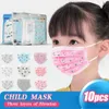 Máscaras infantis Pacote de varejo Designer Facemask Fashion Child Face Mask Children 3 Layers Descartable Mask Kid Protective Mouth Ship DHL in 8hours