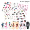 16pcpack Snake Print Nail Art Stickers Cat Skull Decal Water Tattoo Black Sliders on Nails Acrylic Manicure Decor Set CHSTZ105017259391