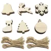 10PCS Ornamenti natalizi in legno fai-da-te Ornamenti natalizi in legno Decorazioni appese Dischi di legno vuoti Bulk con fori per centrotavola artigianale