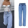 Hög midja kvinna casual lösa jeans kvinnor denim byxor rak bomull vintage pojkvän chic långa byxor streetwear