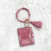 DesignerBag Wristlet Nyckelringar Personliga Kvinnor Ring Armband Korthållare Purse Med Tassel Snakeskin Korn PU Läder Keychain