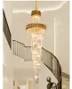 European Crystal Chandeliers Black Gold Modern Chandelier Lights Fixture LED Light American Long Stair Crystal Hanging Lamps Dia403433