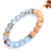 Natural ice crack Agate beaded strands bracelet Volcanic rock lava Wooden beads Essential Oil Diffuser bracelets Fashion jewelry