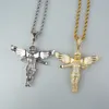 Nieuwe Mode Mannen Hip Hop Ketting Goud Zilver Kleur CZ Hoek Hanger Ketting met Touw Ketting Leuk Gift259s