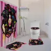 4pcsset ensemble de salle de bain avec rideau de douche de luxe fille afro-américaine rideau de douche tapis de bain ensembles couverture de toilette tapis de bain Set3735693