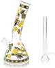 Base de bécher Dab Rigs Jaune Verre Abeille Eau Bongs Narguilés Fumée Tuyau En Verre Downstem Perc Avec Bol De 14mm