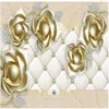 peintures murales Fond d'écran 3D pour le salon 3D bijoux perle fleur d'or en trois dimensions fonds d'écran mur de fond