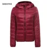 Winter Ultra Light Womens Down Jackets Krótkie plus 3xl 3xl kaczka w dół płaszcz z kapturem puffer płaszcz sprężynowy