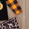 Halloween Kostium Dla Dzieci Pick Dyni Pomarańczowa Plaid 2-częściowy zestaw T-shirt z długim rękawem + Moda Spodnie Flarowane Niemowlę Baby Playsuit D9402