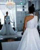 Luxury Beading 2021 Mermaid Wedding Dresses With Detachable Train One Shoulder Long Sleeve Bridal Gowns Plus Size Wedding Dress267f