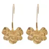 Boucles d'oreilles flores plaquées or pour femmes style simple style léger sculpté lotus goutte boucles d'oreilles pour femmes