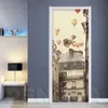 2020 S-ADHESIVE DOORステッカー3Dホワイトフラワーツリー壁壁紙防水リビングルームベッドルームドアステッカーホームDECO6791552